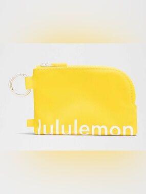 Lululemon NWT Clippable Card pouch Maize Yellow Graphite Grey Logo. Card wallet